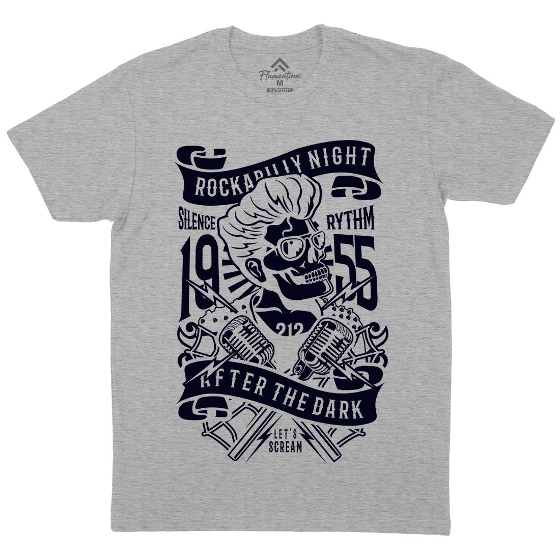Rockabilly Night Mens Organic Crew Neck T-Shirt Music B249