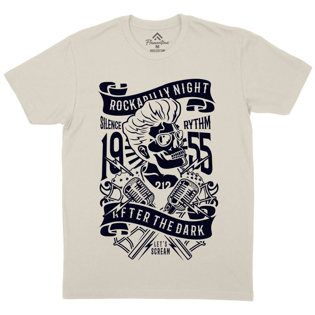Rockabilly Night Mens Organic Crew Neck T-Shirt Music B249