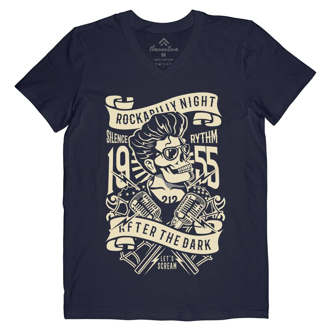Rockabilly Night Mens Organic V-Neck T-Shirt Music B249