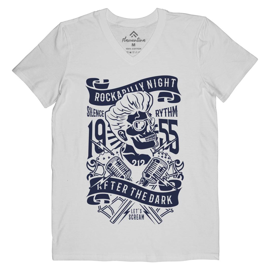 Rockabilly Night Mens Organic V-Neck T-Shirt Music B249