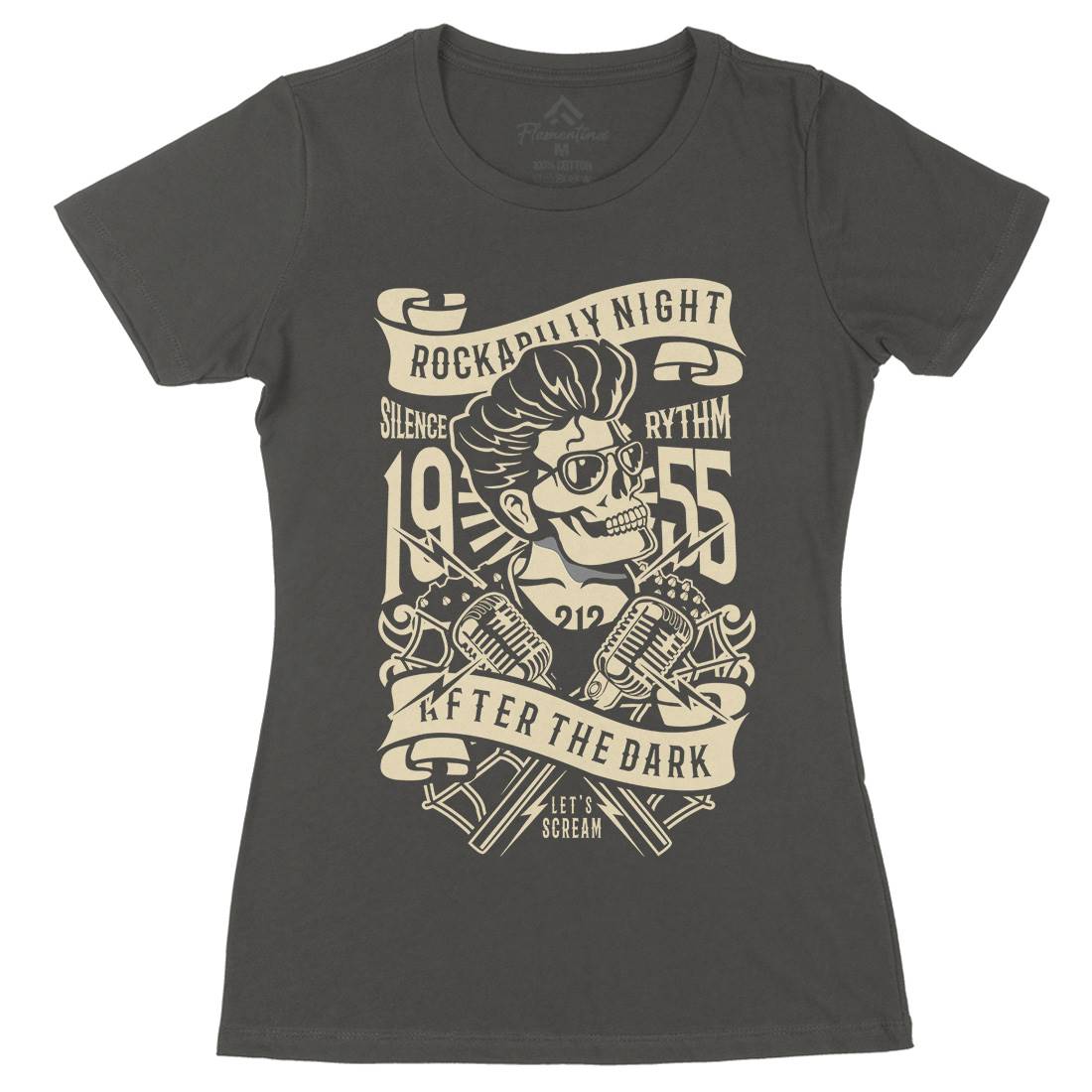 Rockabilly Night Womens Organic Crew Neck T-Shirt Music B249