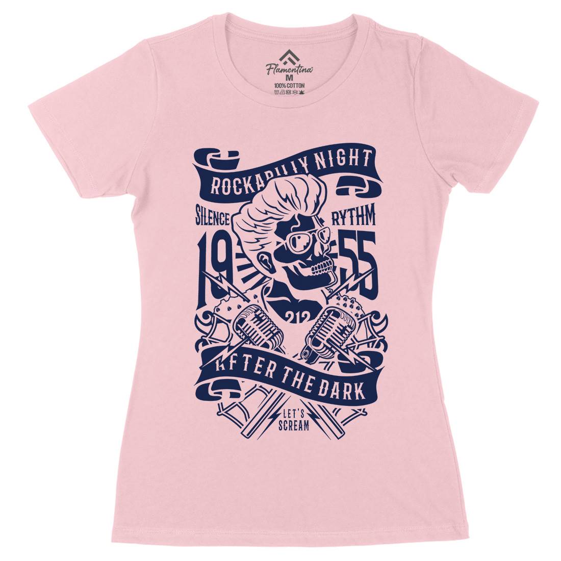 Rockabilly Night Womens Organic Crew Neck T-Shirt Music B249