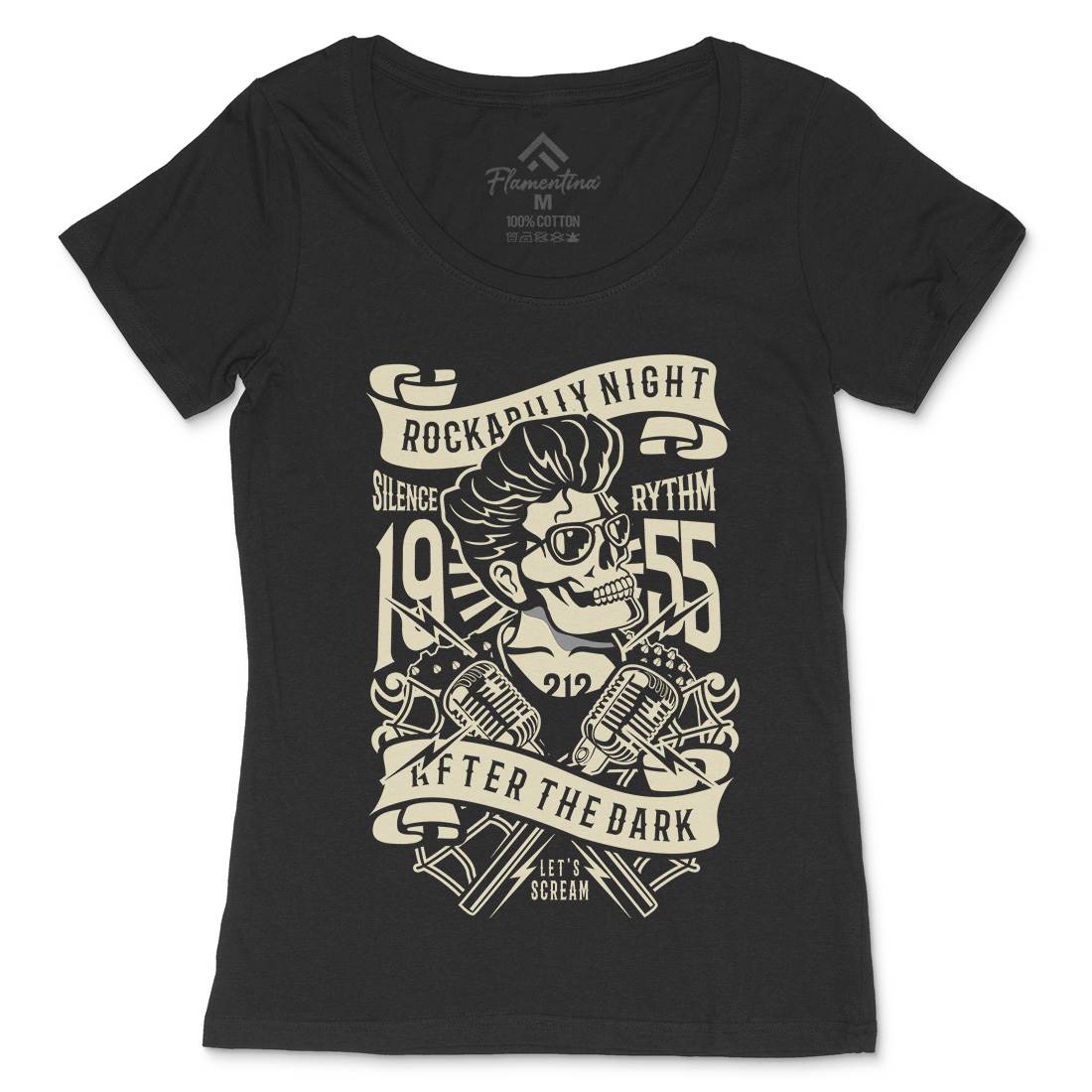 Rockabilly Night Womens Scoop Neck T-Shirt Music B249