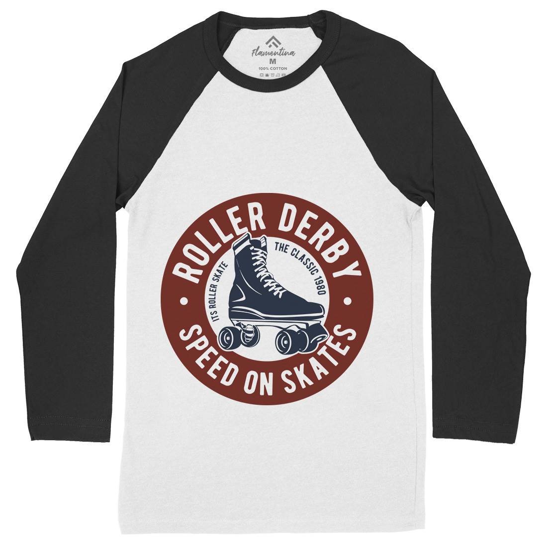 Roller Derby Mens Long Sleeve Baseball T-Shirt Skate B250