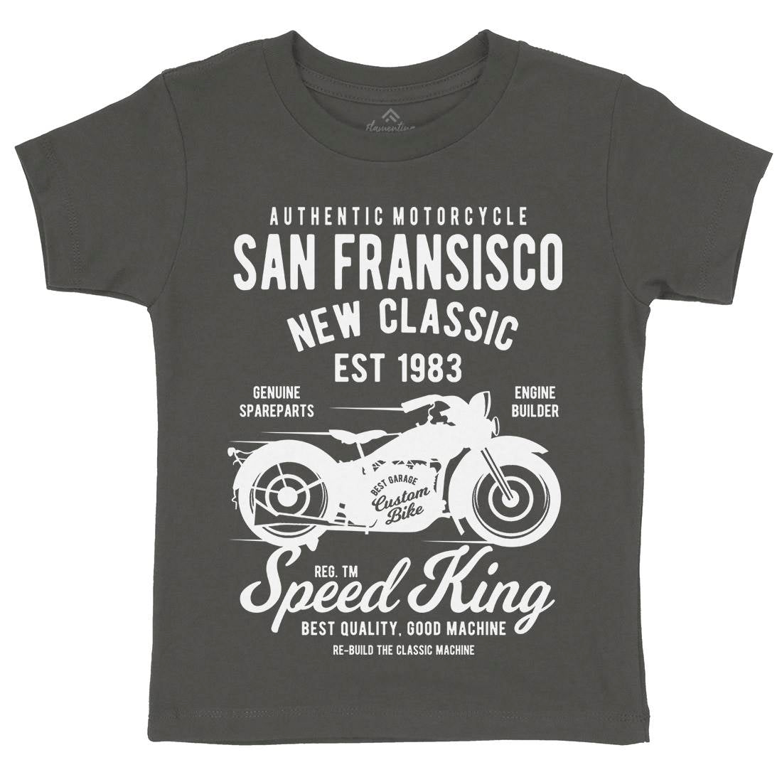 San Francisco Kids Organic Crew Neck T-Shirt Motorcycles B251