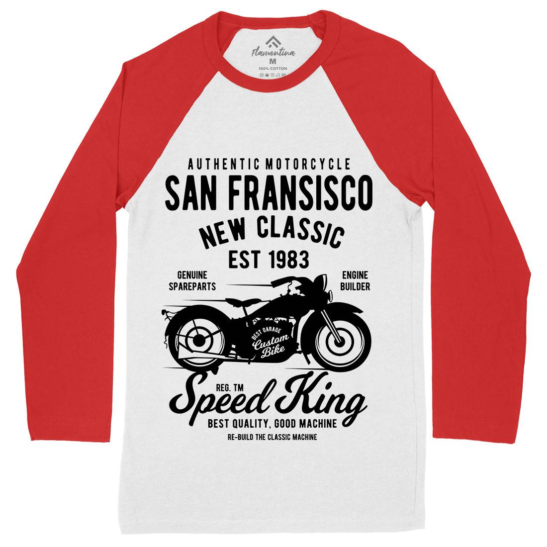 San Francisco Mens Long Sleeve Baseball T-Shirt Motorcycles B251