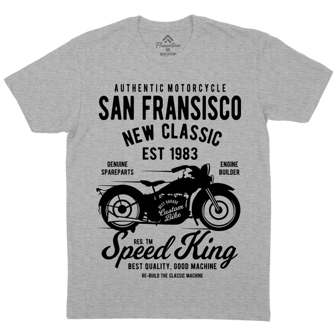 San Francisco Mens Crew Neck T-Shirt Motorcycles B251