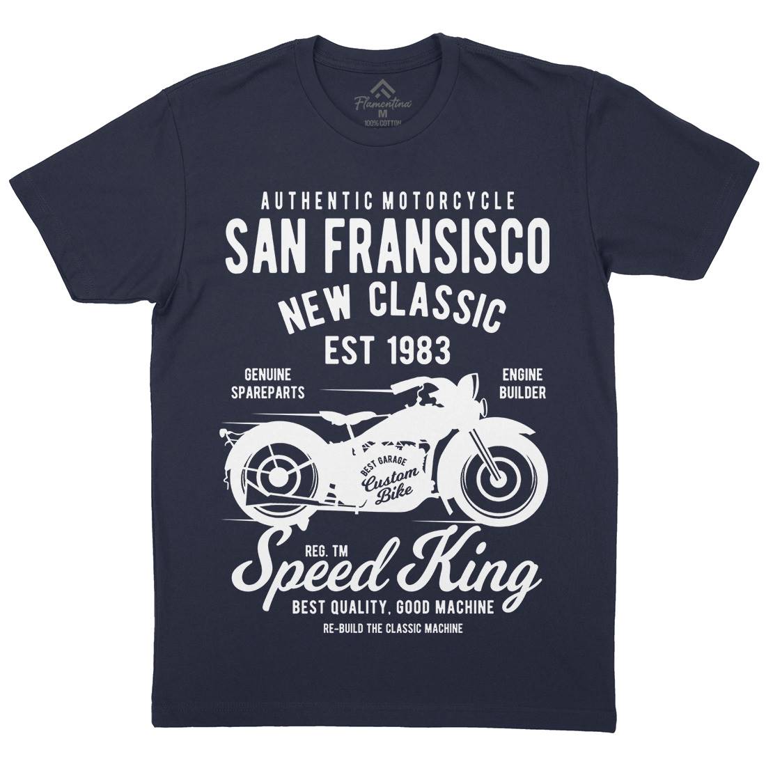San Francisco Mens Organic Crew Neck T-Shirt Motorcycles B251