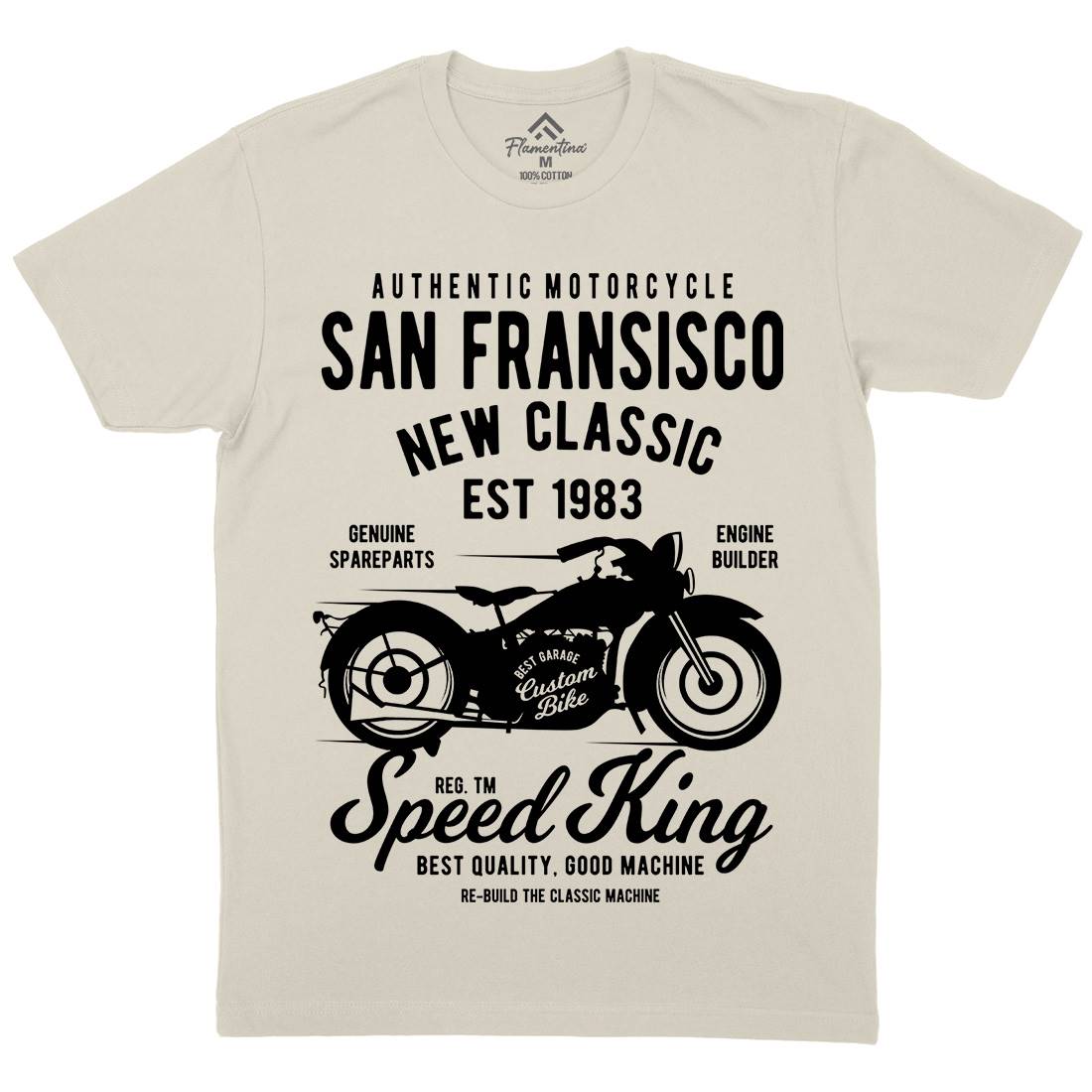 San Francisco Mens Organic Crew Neck T-Shirt Motorcycles B251