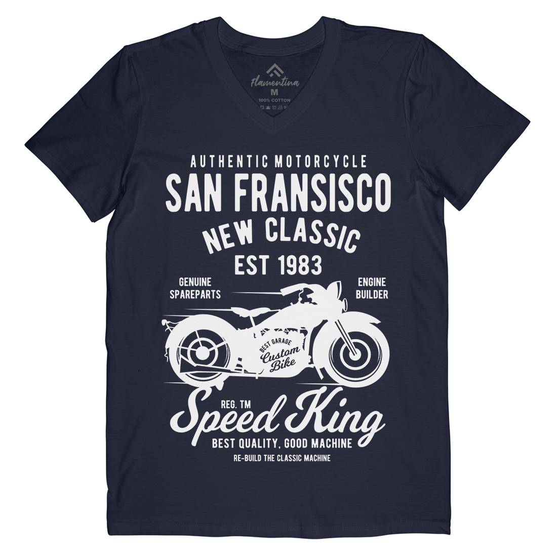 San Francisco Mens Organic V-Neck T-Shirt Motorcycles B251
