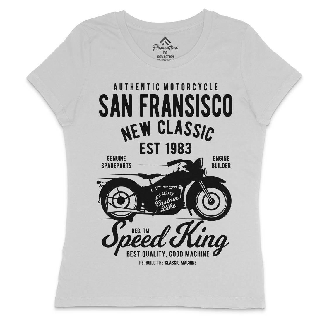 San Francisco Womens Crew Neck T-Shirt Motorcycles B251
