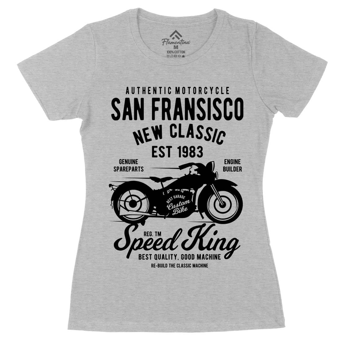 San Francisco Womens Organic Crew Neck T-Shirt Motorcycles B251
