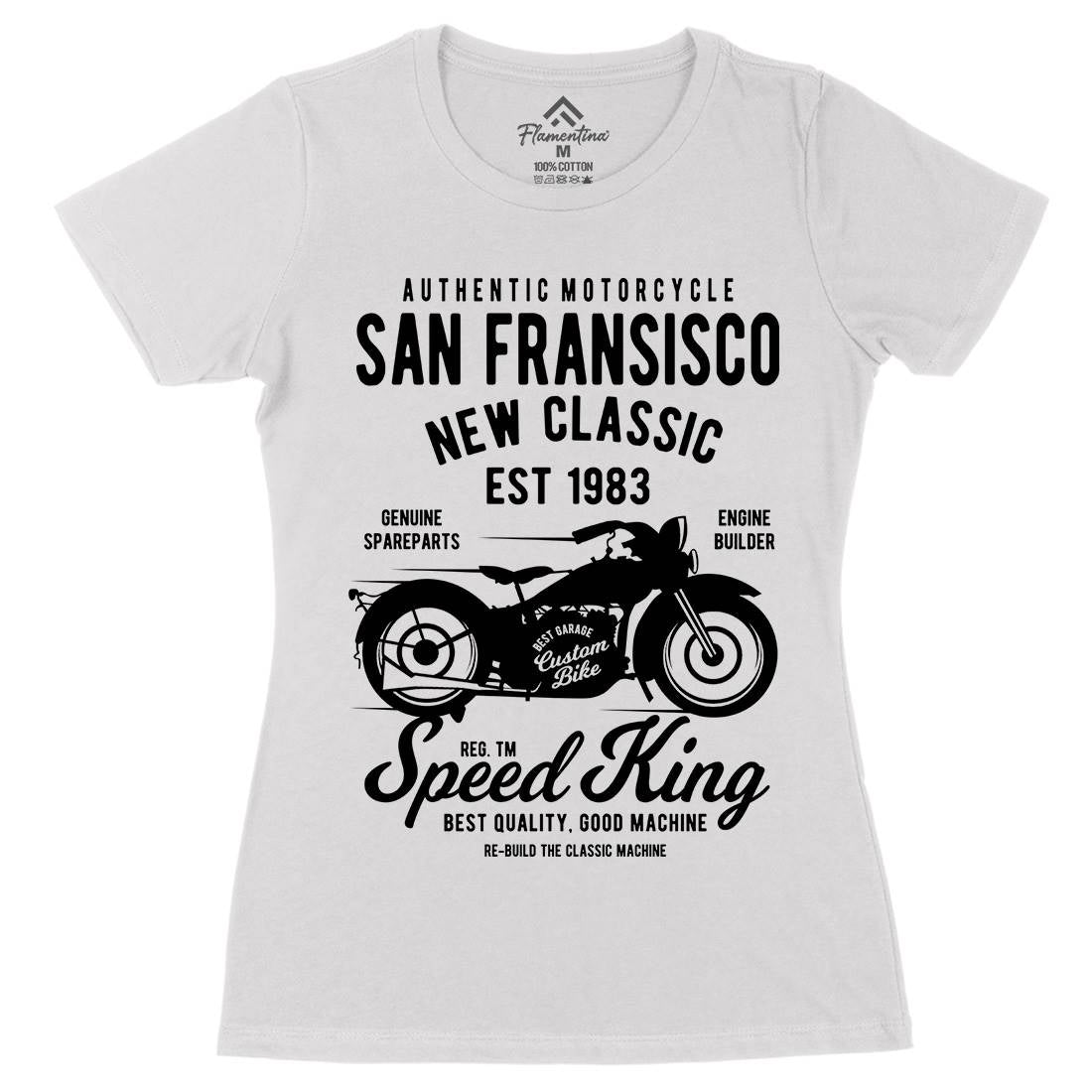 San Francisco Womens Organic Crew Neck T-Shirt Motorcycles B251