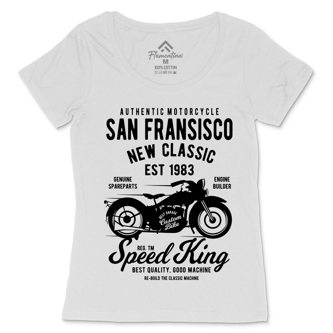 San Francisco Womens Scoop Neck T-Shirt Motorcycles B251