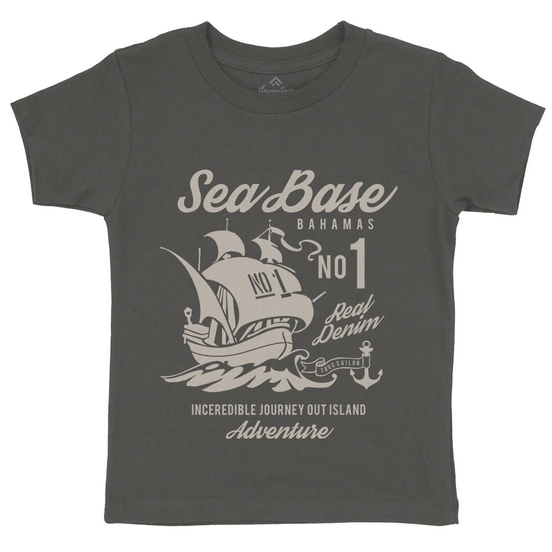 Sea Base Kids Crew Neck T-Shirt Navy B252
