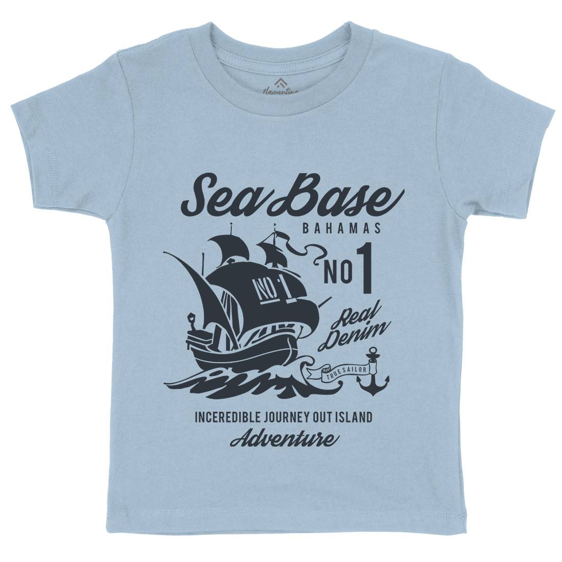 Sea Base Kids Organic Crew Neck T-Shirt Navy B252