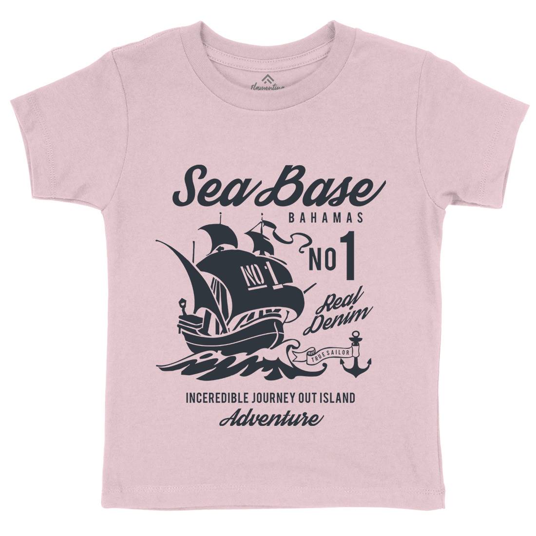 Sea Base Kids Organic Crew Neck T-Shirt Navy B252