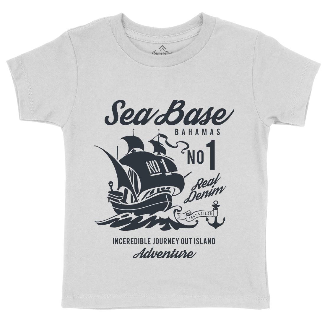 Sea Base Kids Crew Neck T-Shirt Navy B252