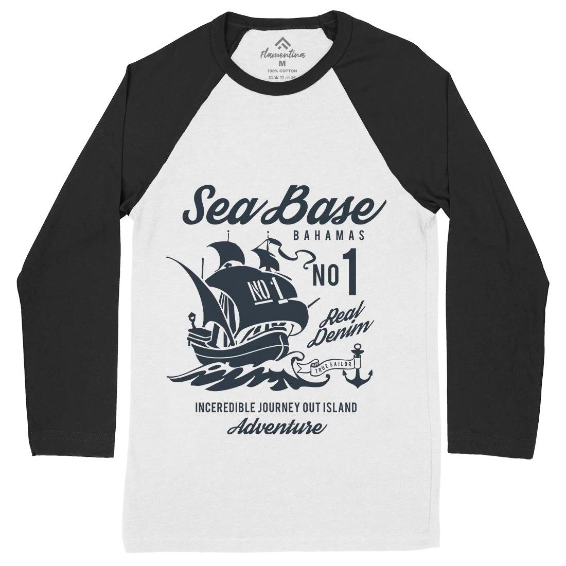 Sea Base Mens Long Sleeve Baseball T-Shirt Navy B252