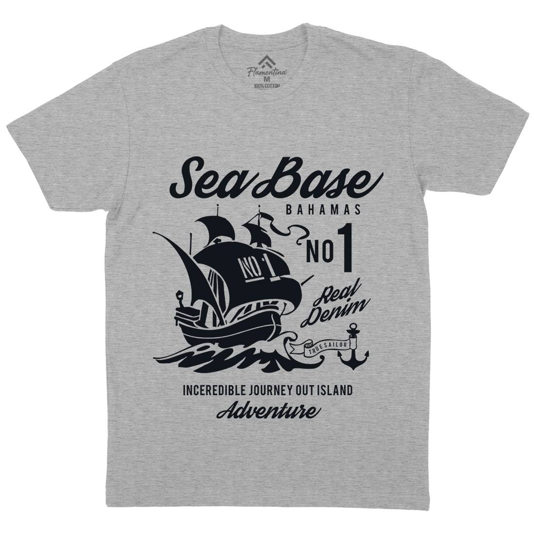 Sea Base Mens Crew Neck T-Shirt Navy B252