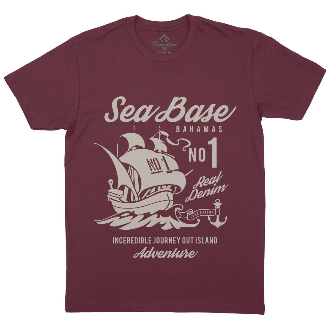 Sea Base Mens Organic Crew Neck T-Shirt Navy B252