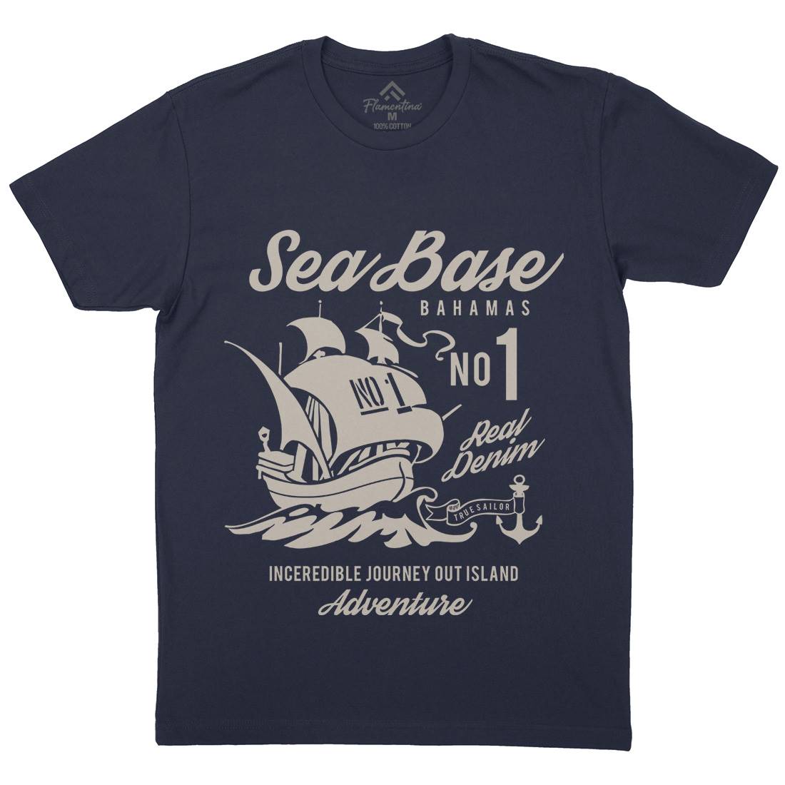 Sea Base Mens Crew Neck T-Shirt Navy B252