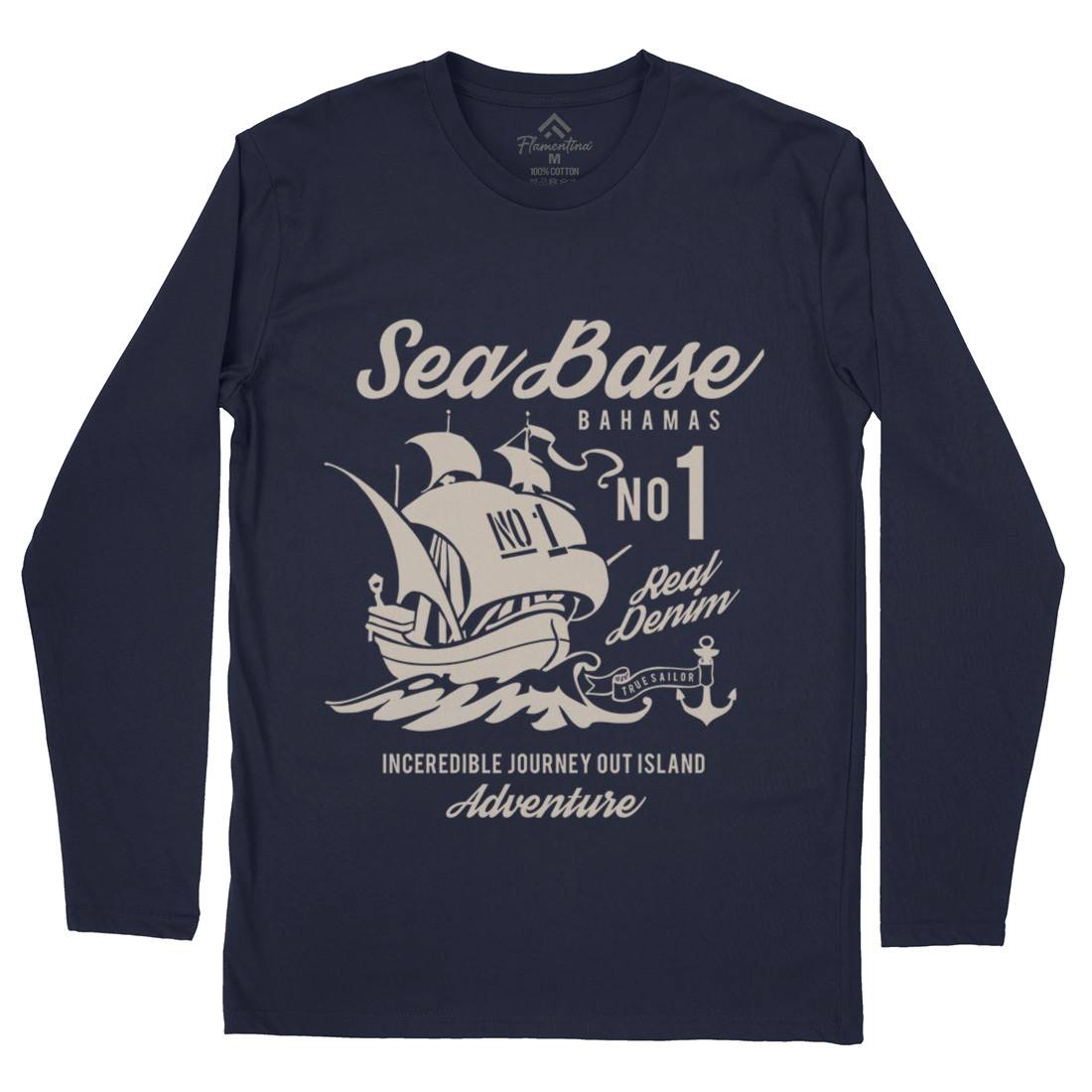Sea Base Mens Long Sleeve T-Shirt Navy B252