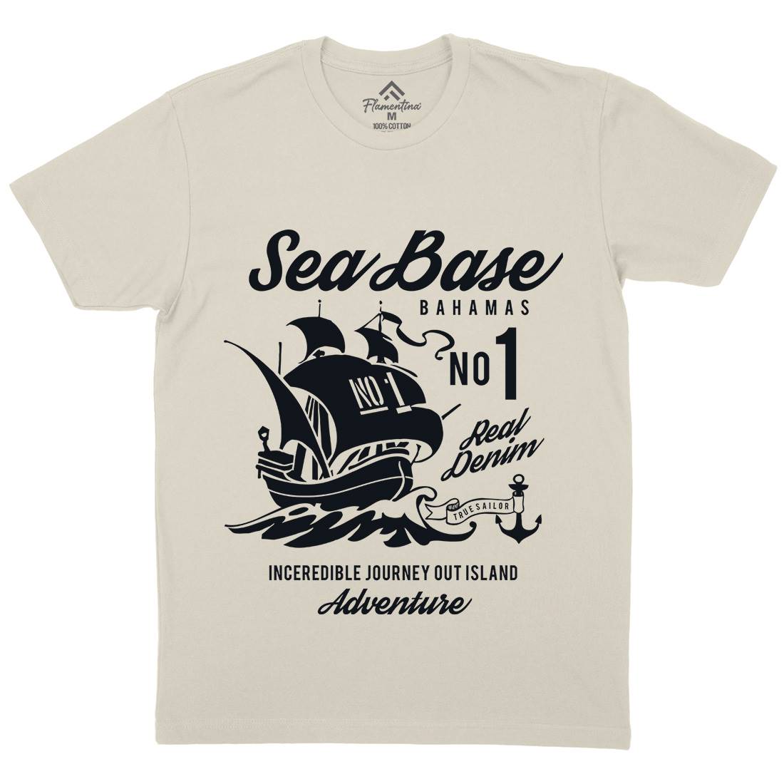 Sea Base Mens Organic Crew Neck T-Shirt Navy B252