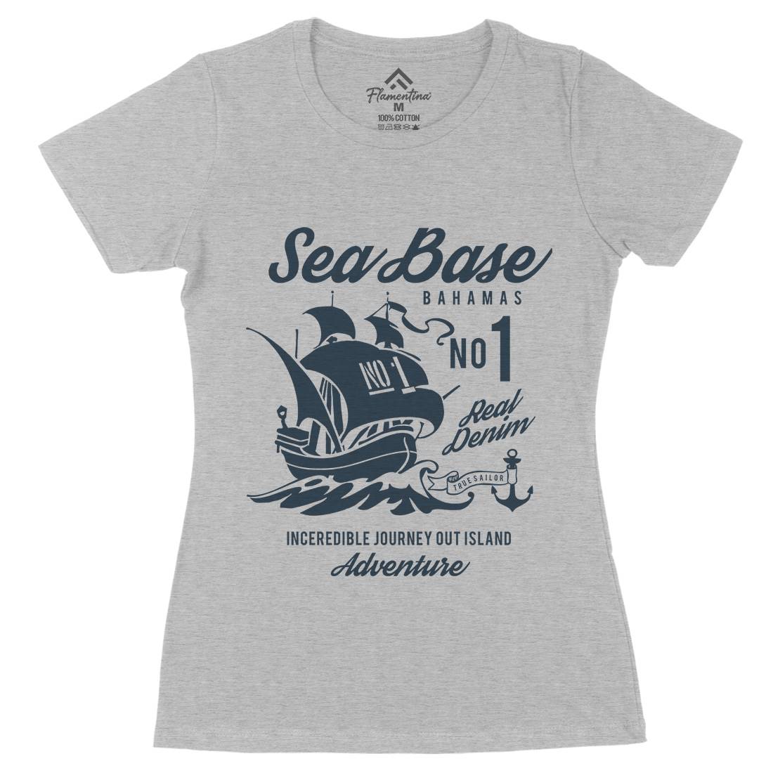 Sea Base Womens Organic Crew Neck T-Shirt Navy B252