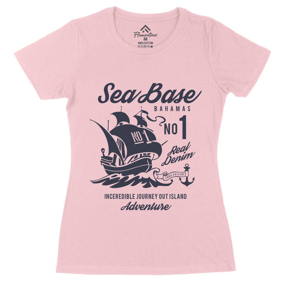 Sea Base Womens Organic Crew Neck T-Shirt Navy B252