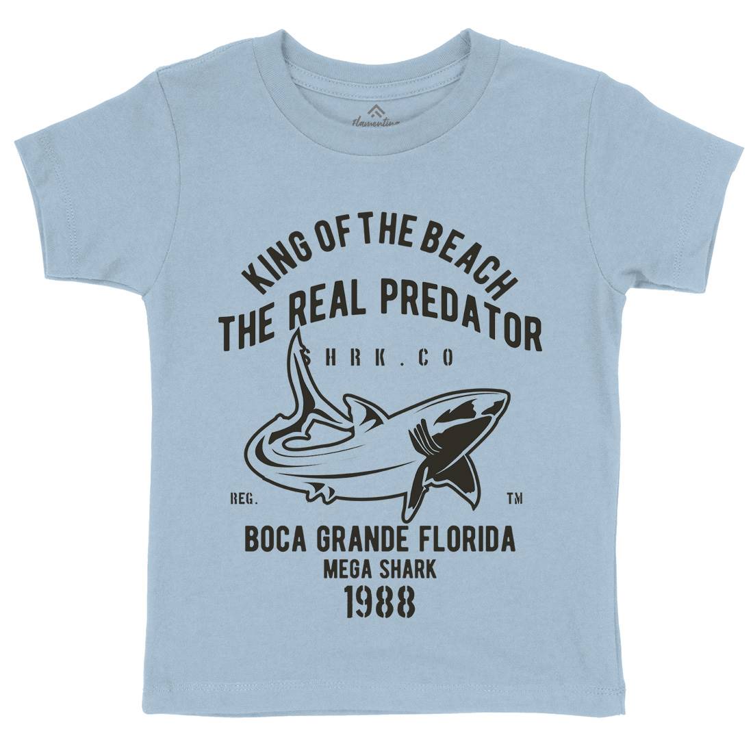 Shark Real Predator Kids Organic Crew Neck T-Shirt Navy B253