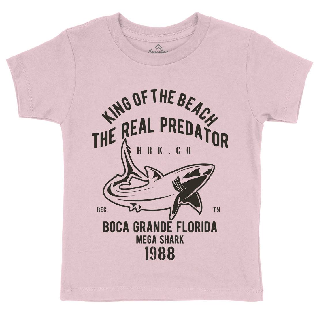 Shark Real Predator Kids Crew Neck T-Shirt Navy B253
