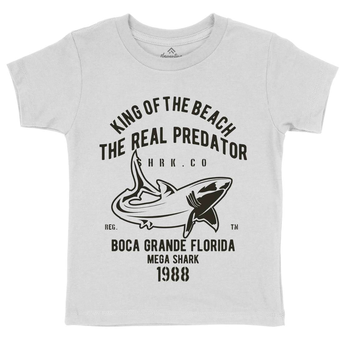 Shark Real Predator Kids Organic Crew Neck T-Shirt Navy B253