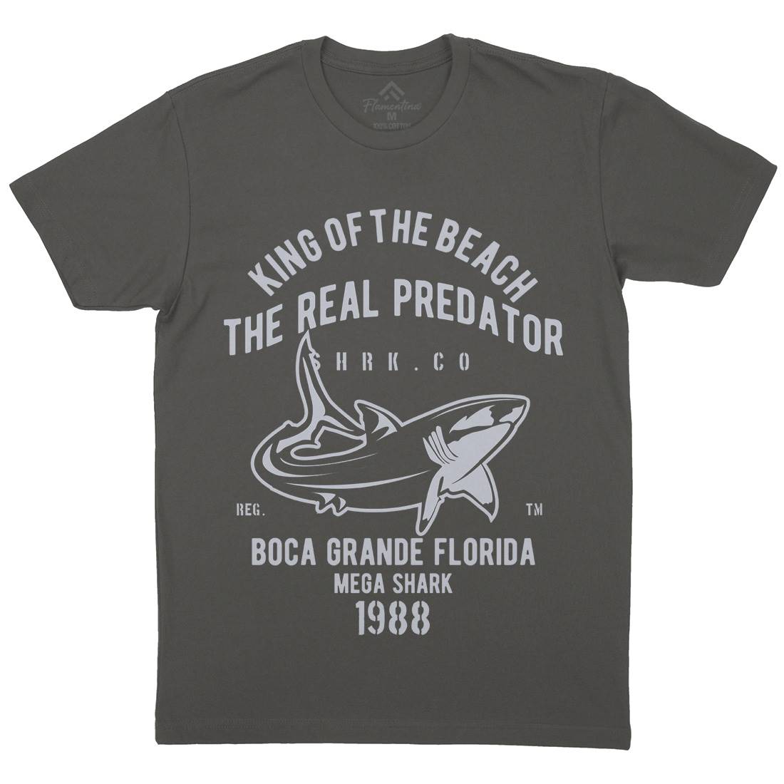 Shark Real Predator Mens Organic Crew Neck T-Shirt Navy B253