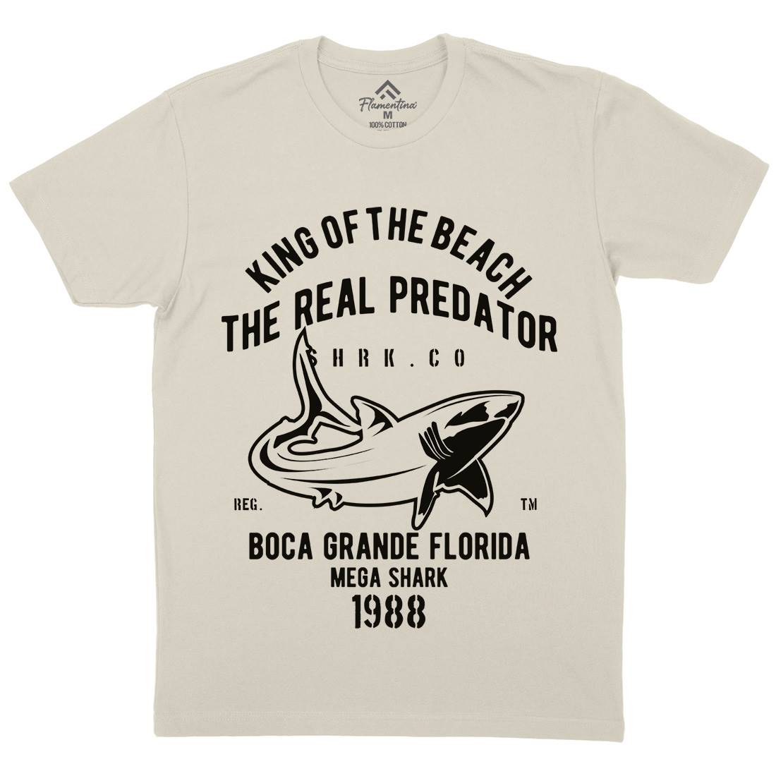 Shark Real Predator Mens Organic Crew Neck T-Shirt Navy B253