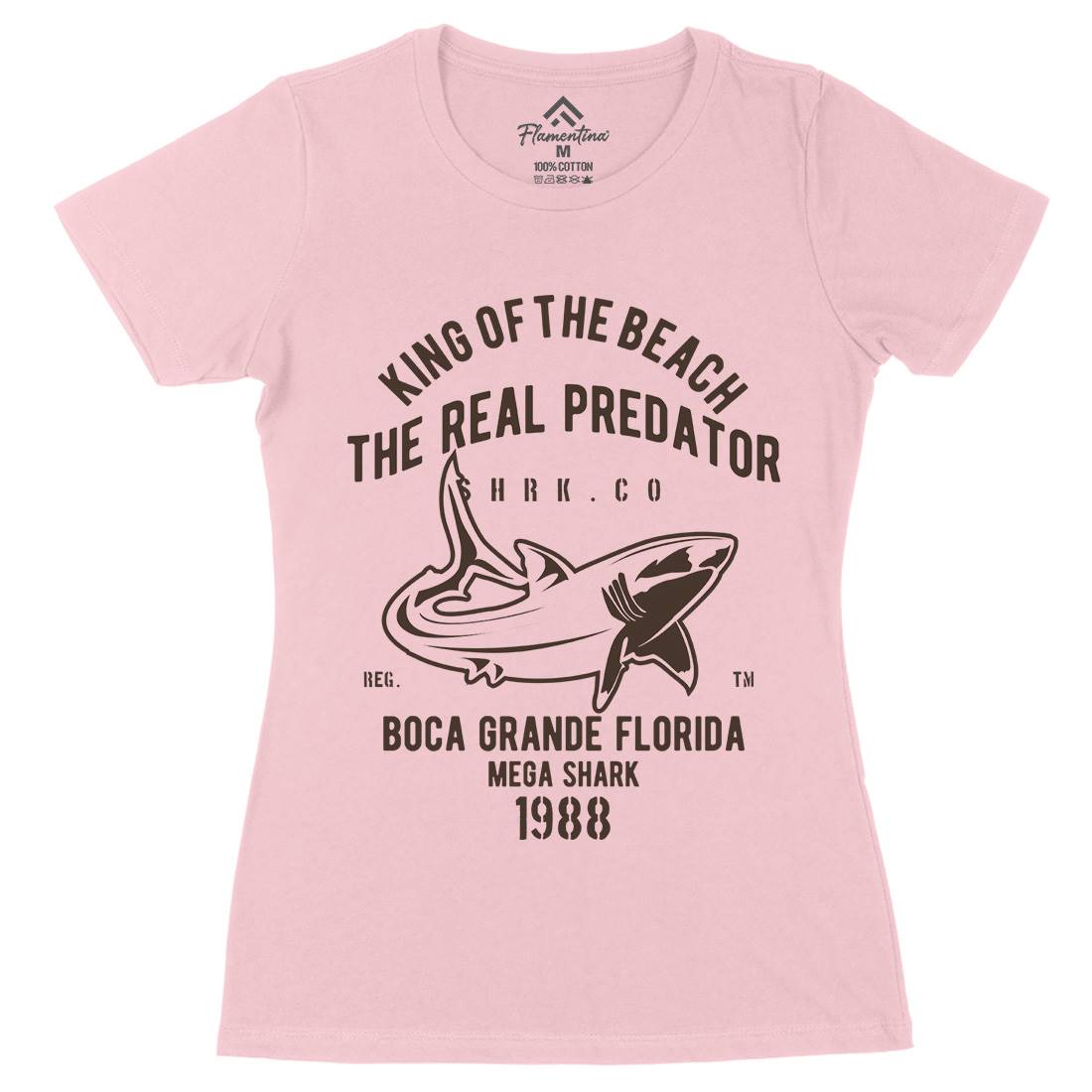 Shark Real Predator Womens Organic Crew Neck T-Shirt Navy B253