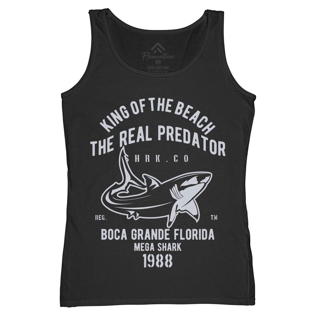 Shark Real Predator Womens Organic Tank Top Vest Navy B253