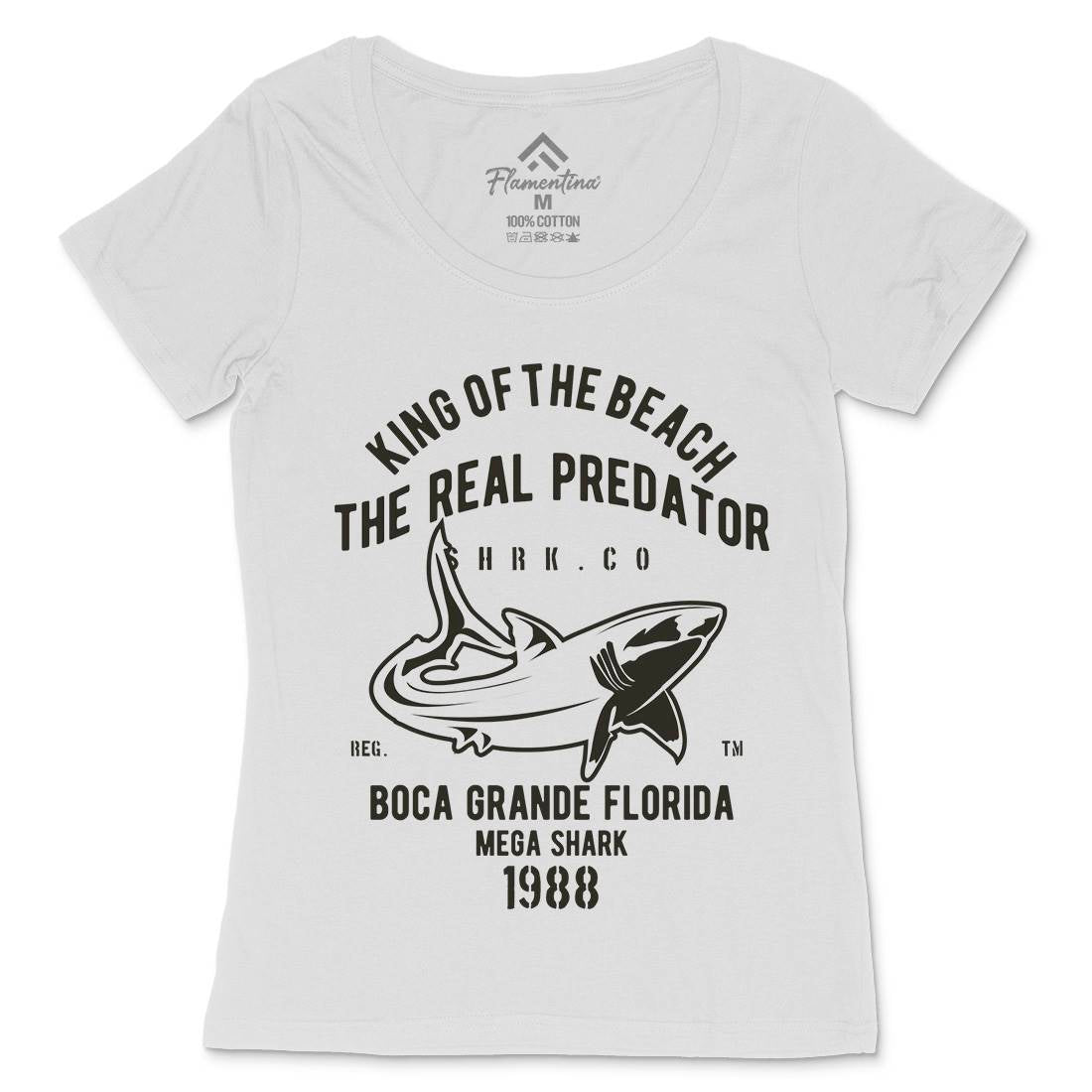 Shark Real Predator Womens Scoop Neck T-Shirt Navy B253