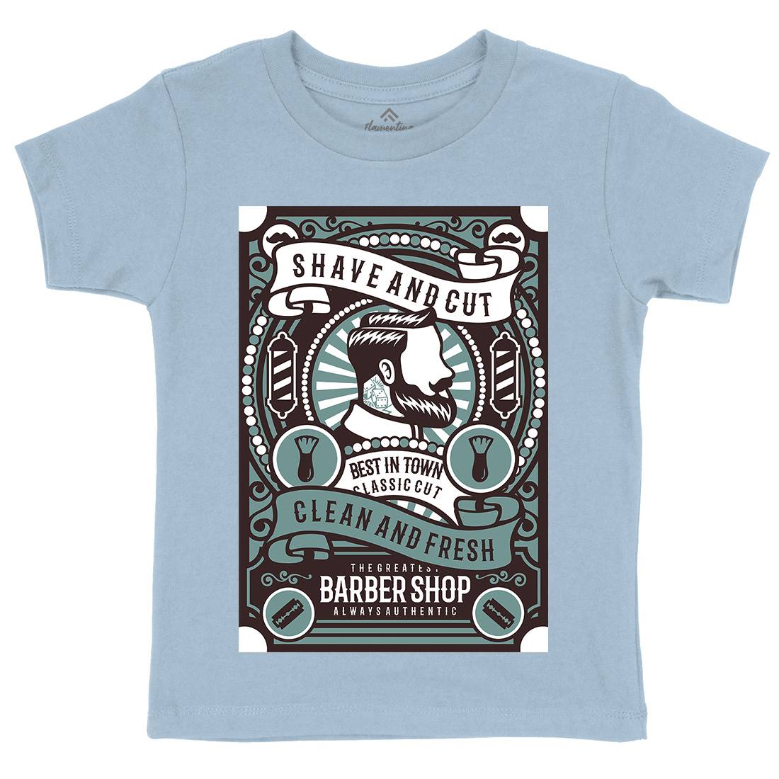 Shave And Cut Kids Organic Crew Neck T-Shirt Barber B254