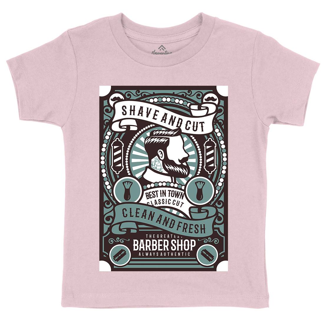 Shave And Cut Kids Organic Crew Neck T-Shirt Barber B254