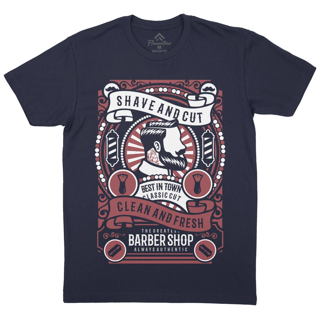 Shave And Cut Mens Organic Crew Neck T-Shirt Barber B254