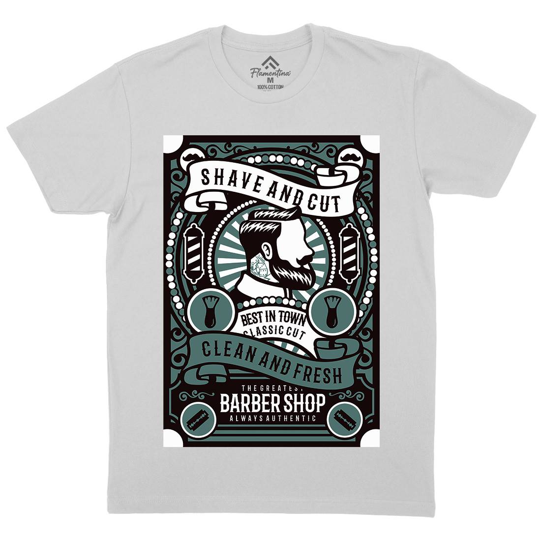 Shave And Cut Mens Crew Neck T-Shirt Barber B254