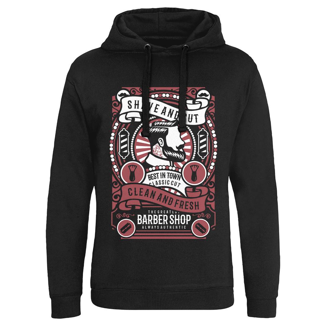 Shave And Cut Mens Hoodie Without Pocket Barber B254