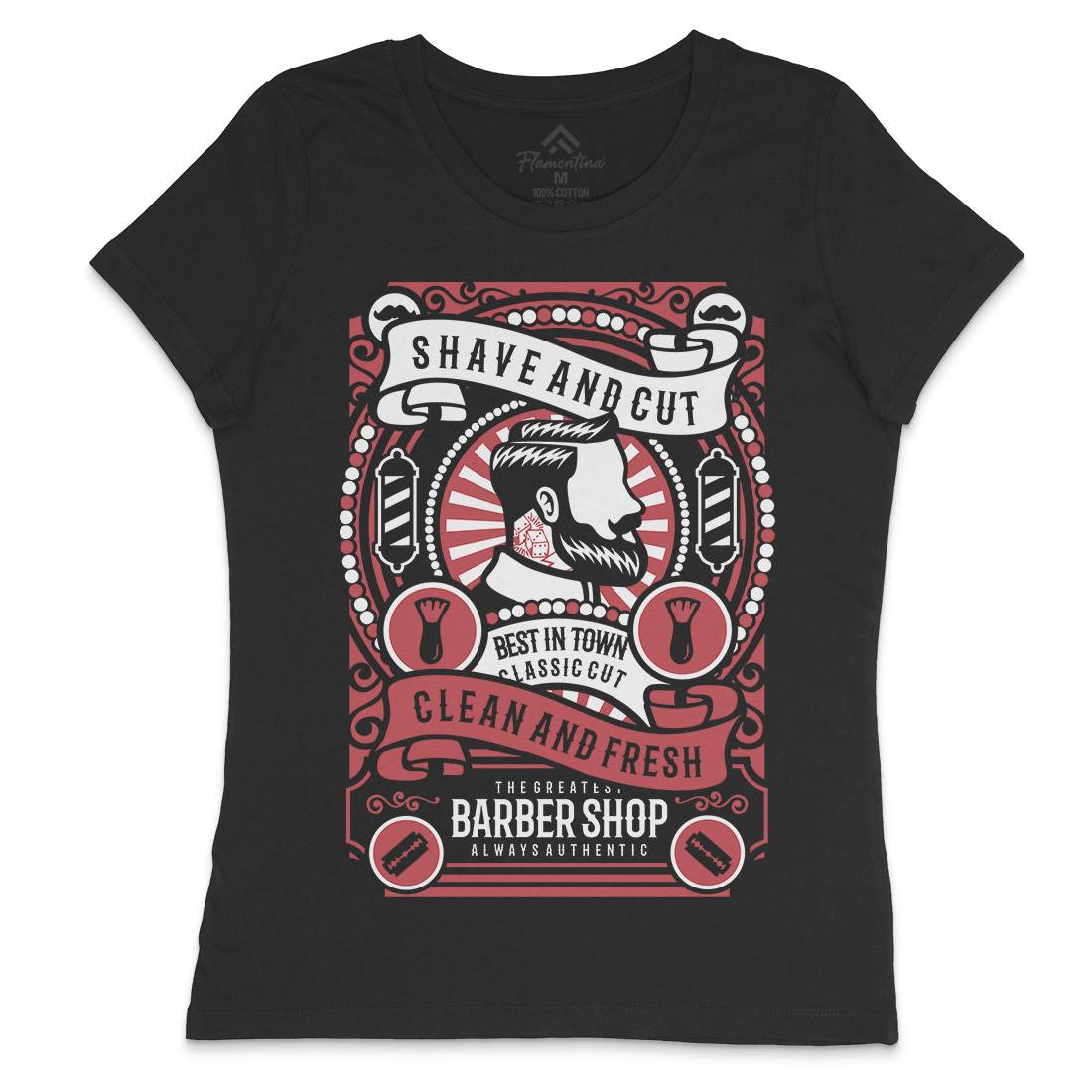 Shave And Cut Womens Crew Neck T-Shirt Barber B254