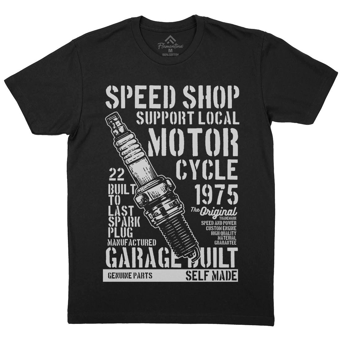 Spark Plug Mens Crew Neck T-Shirt Motorcycles B255