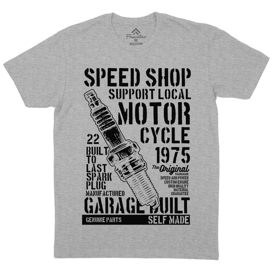 Spark Plug Mens Organic Crew Neck T-Shirt Motorcycles B255