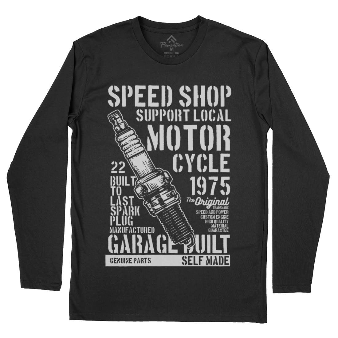 Spark Plug Mens Long Sleeve T-Shirt Motorcycles B255