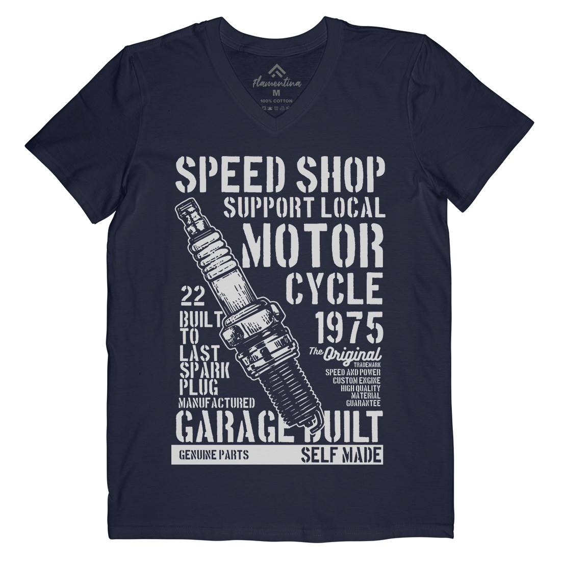 Spark Plug Mens V-Neck T-Shirt Motorcycles B255