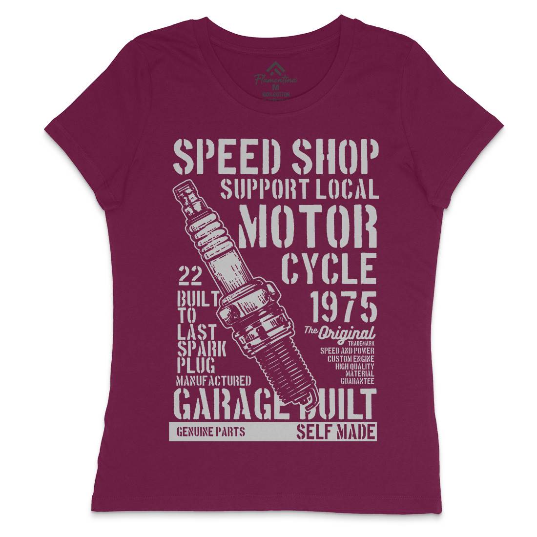 Spark Plug Womens Crew Neck T-Shirt Motorcycles B255