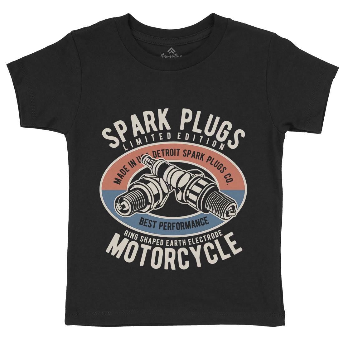 Spark Plugs Kids Crew Neck T-Shirt Motorcycles B256